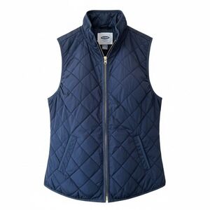 Old Navy Womens Navy Blue Diamond Quilted Puffer Vest Mock Neck Full Zip Medium